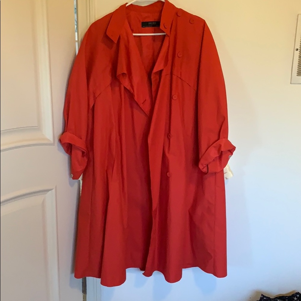 Red oversized trench coat